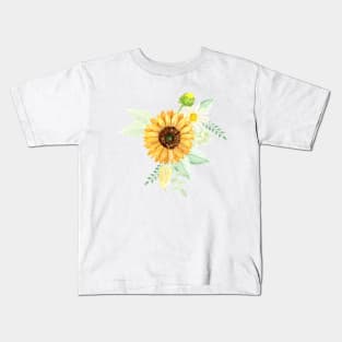 Sunflowers and Daisies Bouquets | Watercolor | Art | Pattern Kids T-Shirt